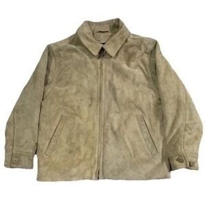 VTG GAP‎ S (5-6) Kids Jacket 100% Cow Suede Harrington Camel Brown Pockets